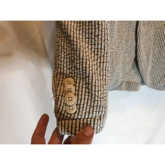 Zara Linen Blend Unstructured Seersucker Academia Blazer Neutral Beige size XL - Picture 5 of 9